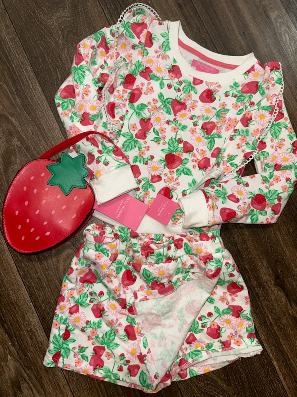 Strawberry Sweater & Skorts Set with Purse